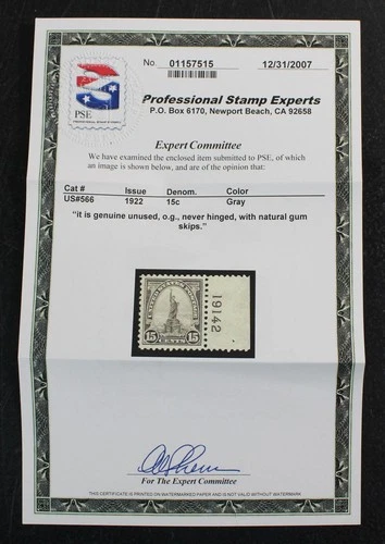 CKStamps: US Stamps Collection Scott#566 Mint NH OG PSE Cert