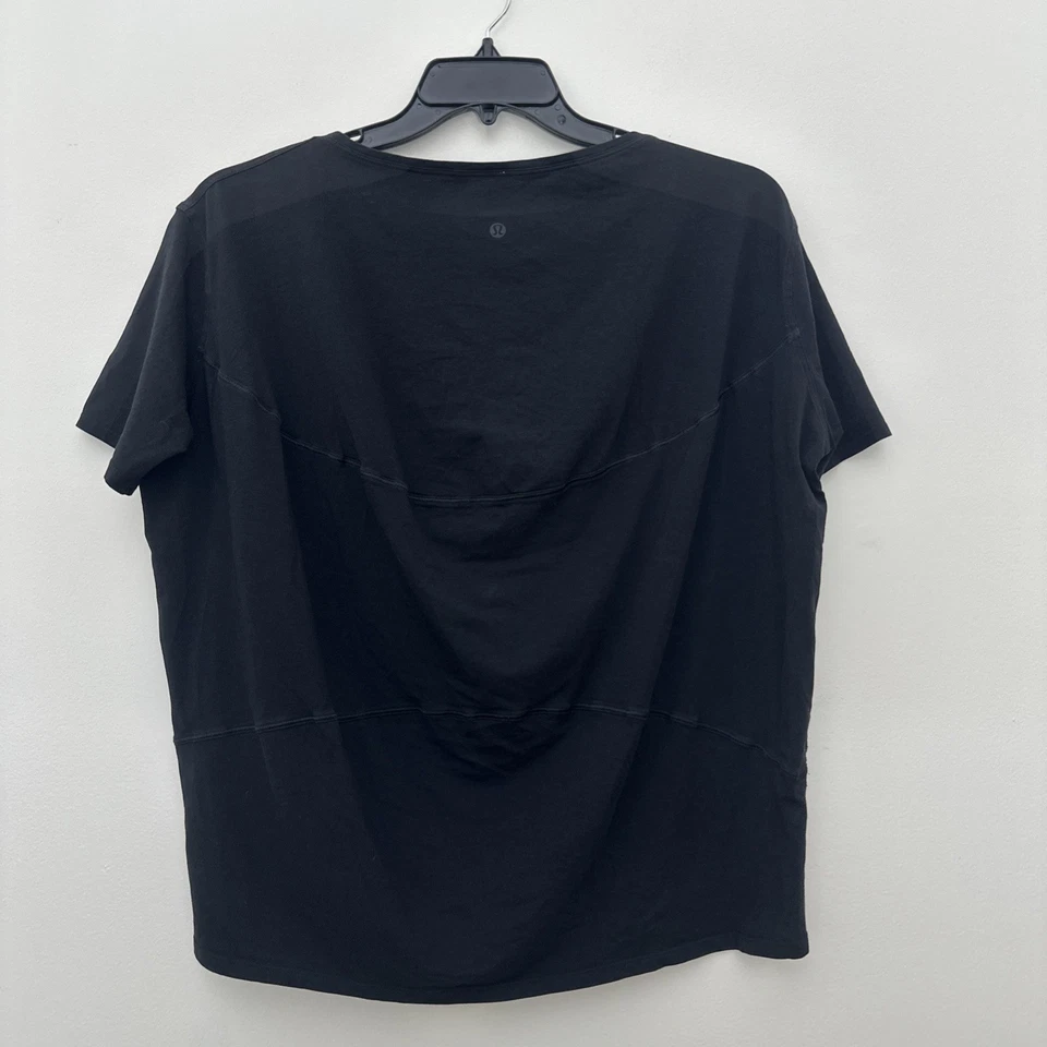 Lululemon Back In Action Short Sleeve Black Athletic Athleisure Cotton Women's 8 - Image 3 of 4