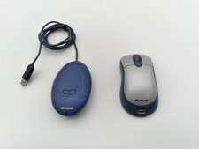 Vintage Microsoft X08-72982 Wireless Optical Mouse Blue - WITH RECEIVER