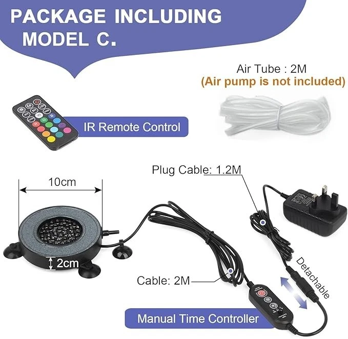 36 LED Remote Control Aquarium Light - Color Changing Bubble Light, Waterproof - Image 4 of 4