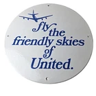 Vintage United Airlines Sign - Aviation Hangar Gas Pump Airplane Porcelain Sign