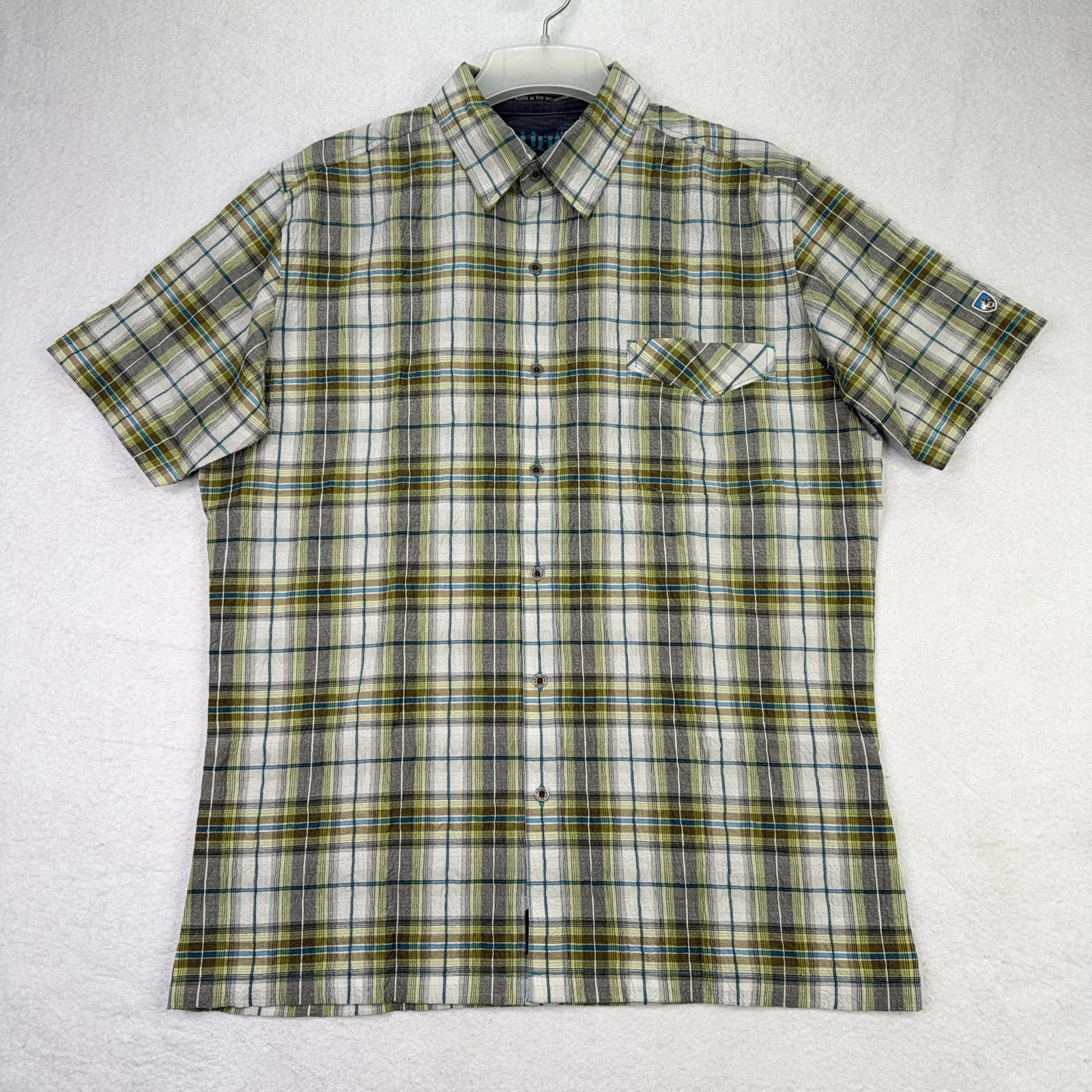 Kuhl Mens Large Mountain Grown Short Sleeve Plaid Hiking Outdoor Utility