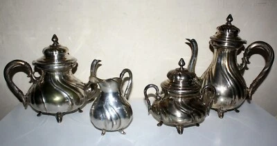 Ancien service à thé ou café 4 pièces en métal argenté art deco WMF c1900 - Photo 1/4