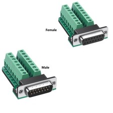 5x DB15 Solderless Male Female Header Breakout Board Terminal D-SUB 2 Rows 15pin