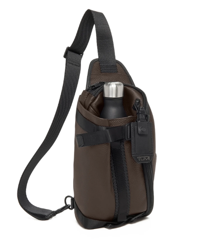 NEW TUMI Alpha Bravo Platoon Sling Dark Brown Leather Shoulder Bag Crossbody - Picture 2 of 7