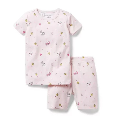 NEW Janie and Jack Soft Goodnight Short Pajamas Peanuts Snoopy Heart Girls 8 NWT
