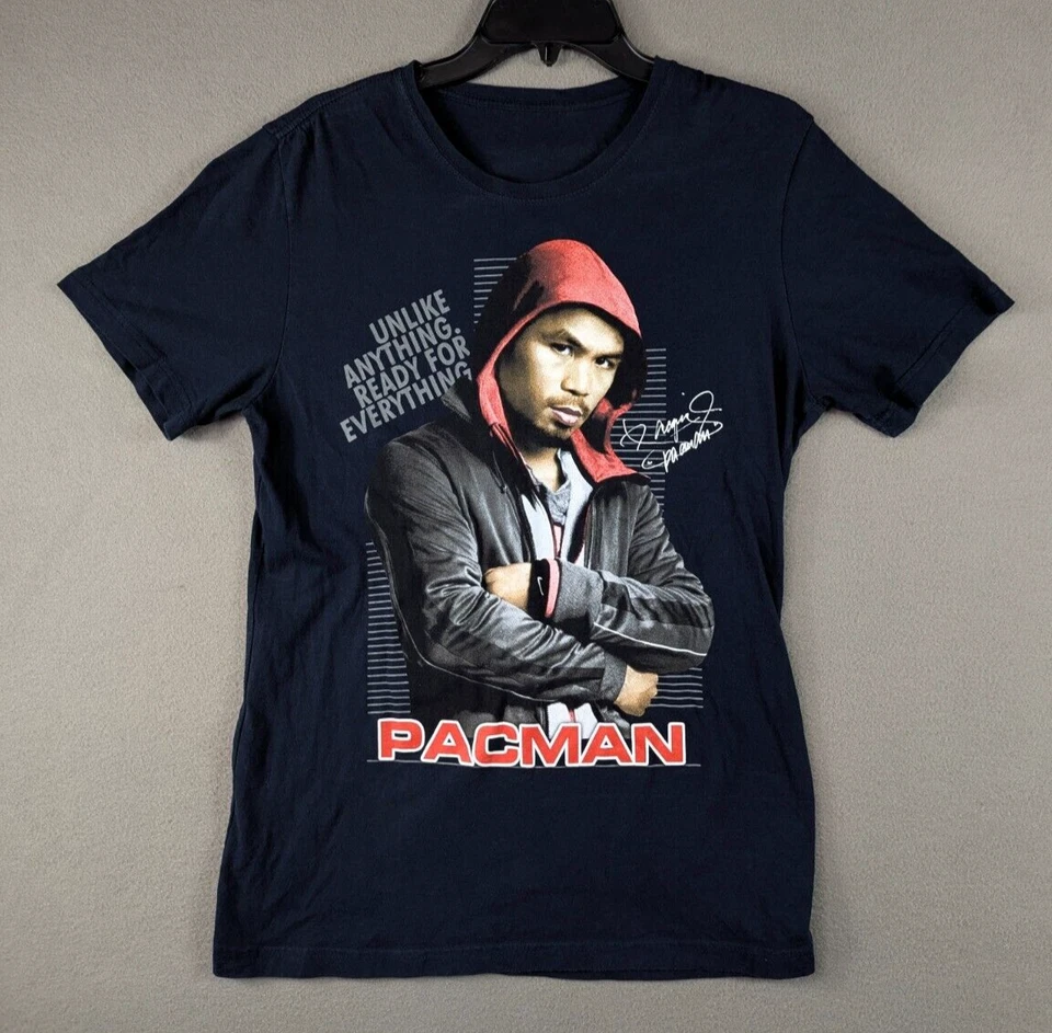Camisa De Colección Manny Pacquiao Lista para Todo Rara Negra Pacman Boxeo Leer Foto 3 de 4