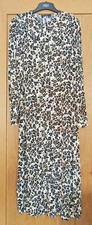 M&S Animal Print Frill Collar Midi Shirt Dress UK 8 Reg
