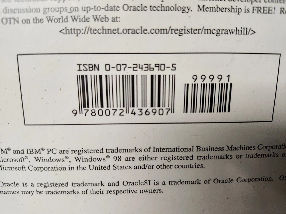 ORACLE8i PERSONAL EDITION VERSION 8.1.5 NEW SEALED ISBN 0072436905 WINDOWS 98  - Image 3 of 4