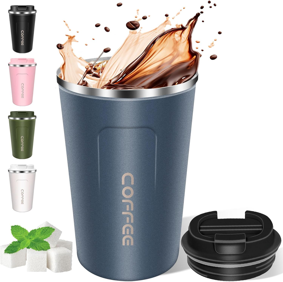 Insulated Coffee Mug 12Oz, Travel Coffee Mug with Lid, Leakproof Coffee