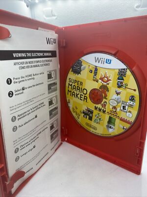 Super Mario Maker Nintendo Wii U Blue Label Disc & Red Case