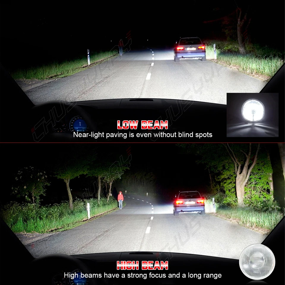 Par de faros LED redondos de 7" pulgadas para Ford Deluxe 1939 1940 1941 1942-1951 Foto 4 de 4