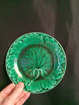 ウェッジウッド 1900年代中盤　マジョリカ焼き Green Leaf5枚セット SET OF TWO ANTIQUE VICTORIAN WEDGWOOD MAJOLICA GREEN VINE LEAF