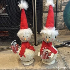 Christmas Ornament Bobble Snowman Santa Holiday Sparkle Vintage