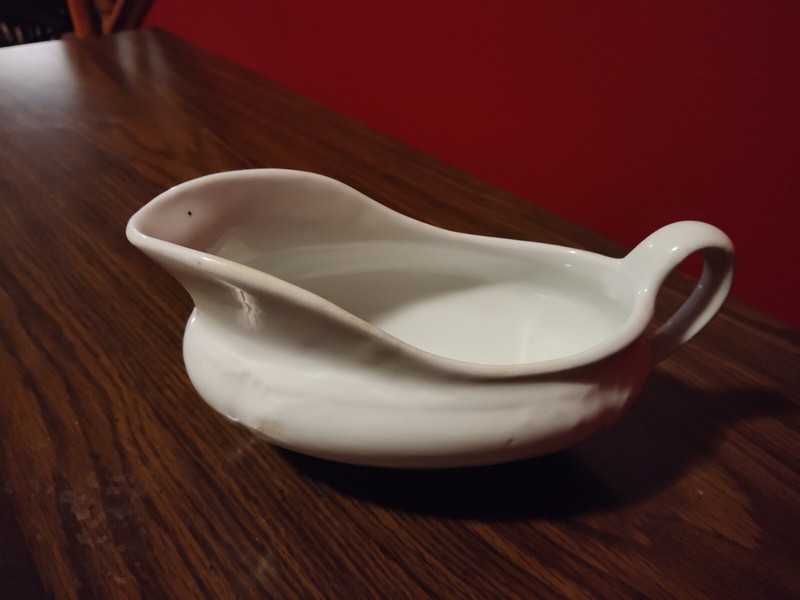 Vintage White Anchor Pottery Gravy Boat