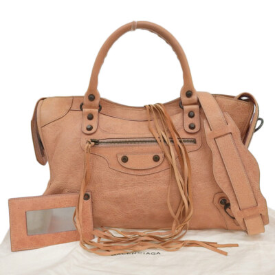 美品　BALENCIAGA The City 115748 2way Bag Balenciaga The City Leather 2way handbag Green 115748 With