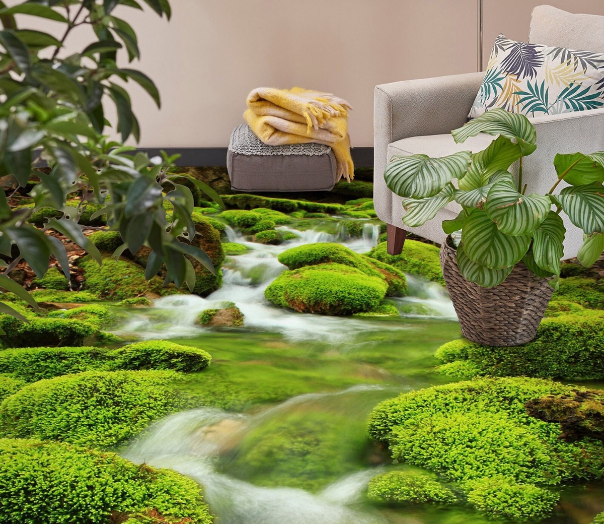 moss様用 3D Moss Stone SKE3886 Floor WallPaper Print Decal Epoxy Floor Deco