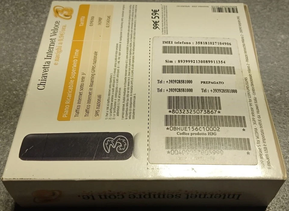 CHIAVETTA INTERNET VELOCE HUAWEI E156G BRANDIZZATA TRE NUOVA FONDO MAGAZINO - Immagine 4 di 4