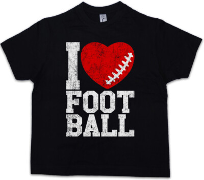 I Love Football III Kinder Jungen T-Shirt Hearts Heart Love Addicted Addiction