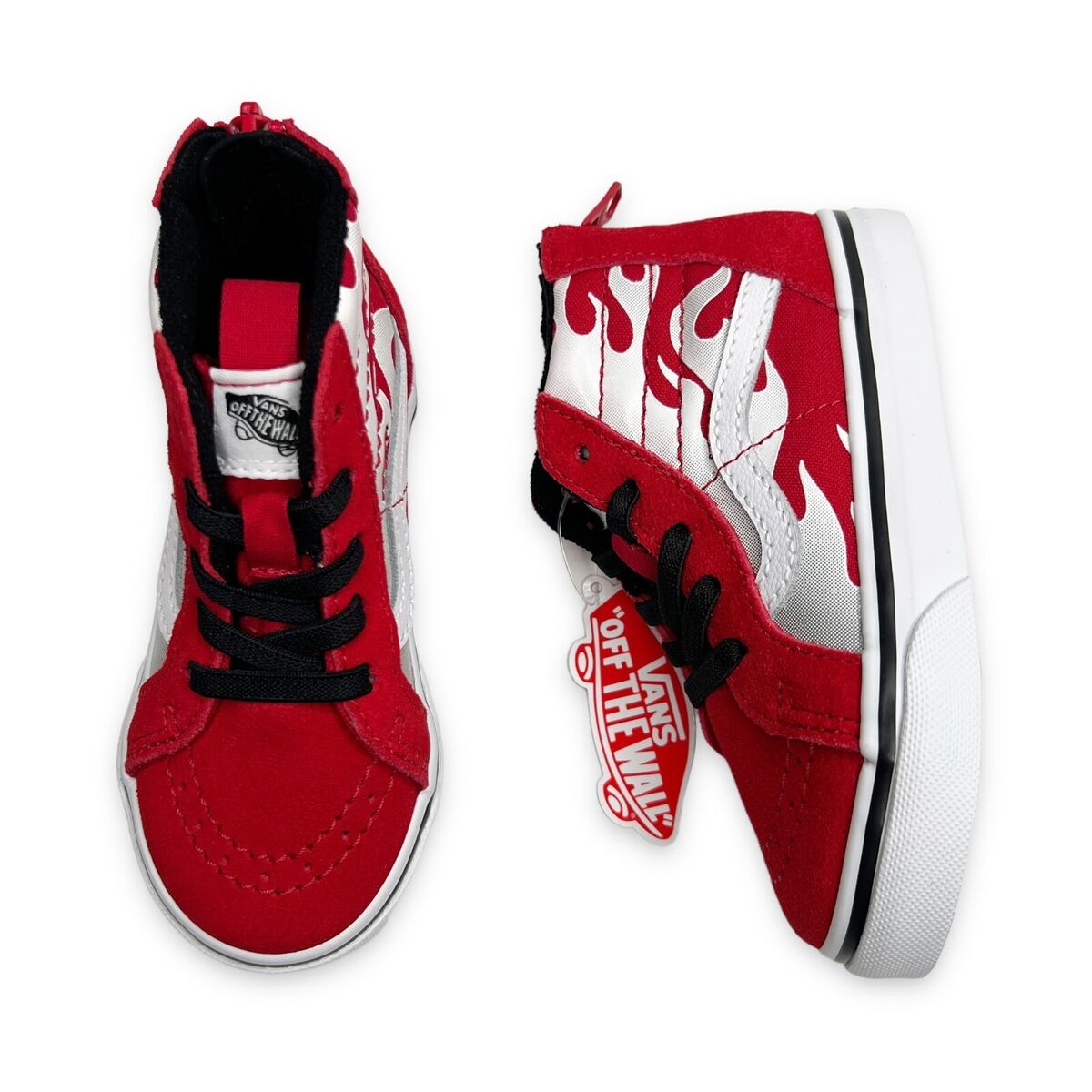 Vans Toddler Ferocious Flame Sk8-Hi Zip Shoe Racing Red Vans Toddler Ferocious Flame Sk8-Hi Zip Shoe Racing Red
