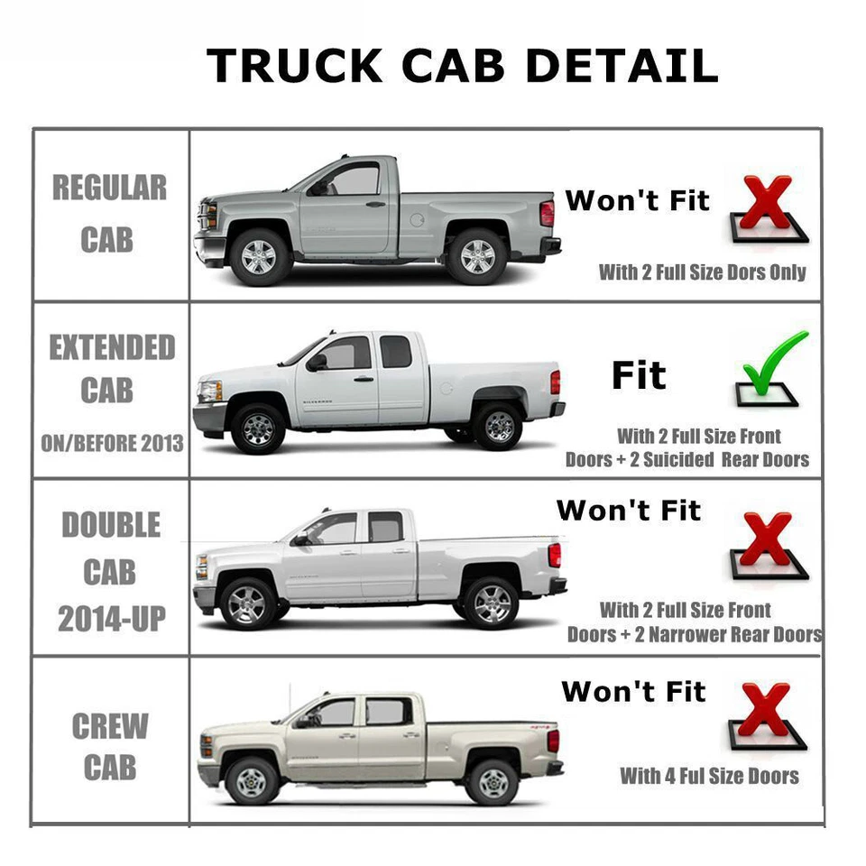 Fits 2007-2014 Chevy Silverado GMC Sierra Extended Cab Window Visors Vent 4PCS Foto 3 de 4
