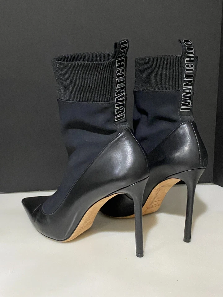 Jimmy Choo 9.5 EE. UU. / 40 UE I Want Choo Brandon Botines Elásticos de Cuero Negro Foto 4 de 4