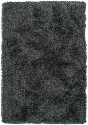 Black Solid Machine Made Monochrome Shag Plush Area Rug IA100 - Aprx 8 ...