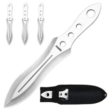 3 PC 8" Professional Kunai Sharp Stainless Steel Throwing Knife Set With Sheath
