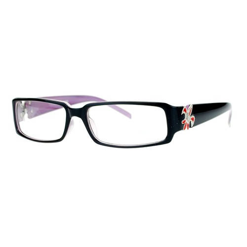 Fleur de lis Clear Lens Glasses Womens Fashion Rectangular Eyeglasses - 第 4/30 張圖片