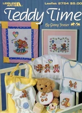 Teddy Time by Ginny Fraser Baby Bibs, Birth Announcement, Baby Leaflet 2754 NOS