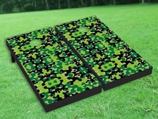 Green camouflage Cornhole Board Wrap LAMINATED Wraps Decals Vinyl skin 09-1