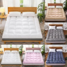 Cotton Feather Mattress Topper King Queen 72D Bed Overfilled Pillow Top Pad