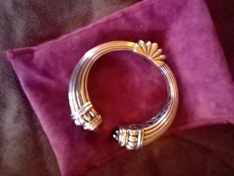 Brazalete Brazalete Vintage Lagos Caviar Piedra Citrino Plata de Ley y Oro 18k Foto 3 de 4