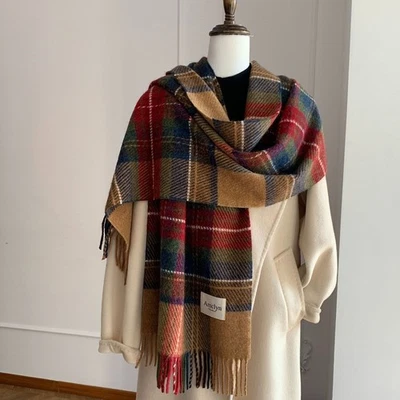 Cashmere Blend Scarf Unisex Plaid Shawl Winter Warm Long Soft Wool Wrap Pashmina