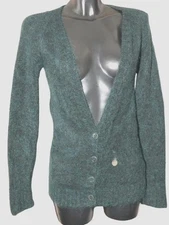SEE BY CHLOE MOHAIR EMERALD GREEN LONG BOYFRIEND CARDIGAN XS-S PRE-OWNED