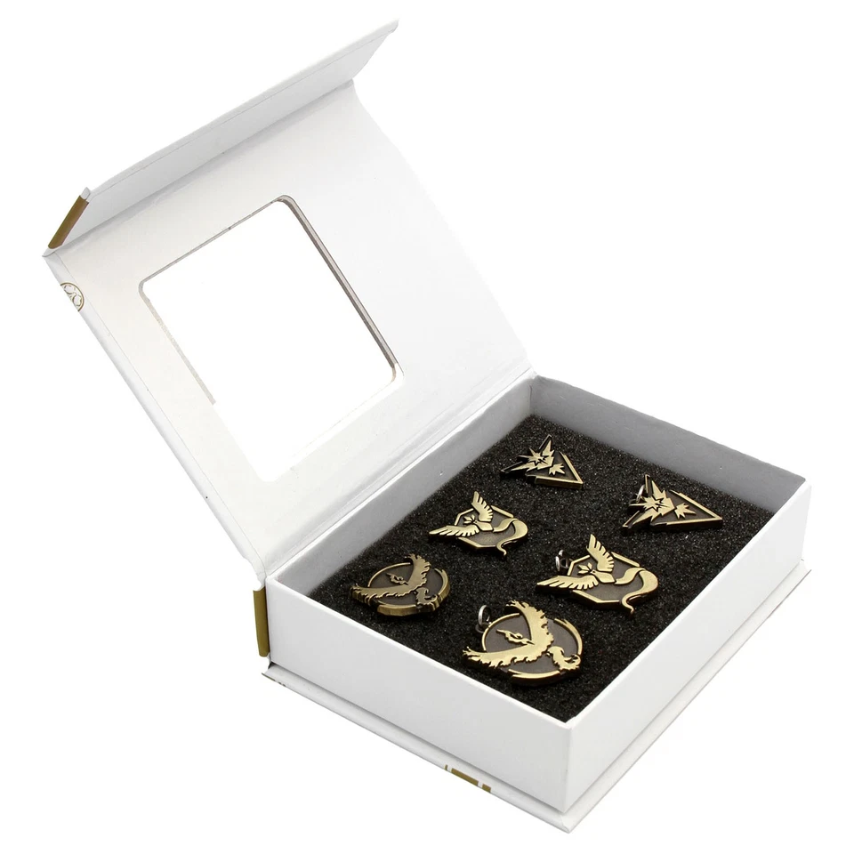 6 Pcs. Pkmn Necklace Set - POKEMON GO TEAM LOGOS GOLD New - Image 2 of 4