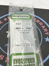 Evergreen Scale. Polystyrene Strips. 14" 157 .069 X .156 (9)