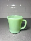 Fire King Oven Ware USA Green Jadeite D Handle Milk Glass Coffee Mug Vintage