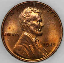 1945-P Wheat Cent with Select Natural Toning Uncirculated As Shown [SN01]