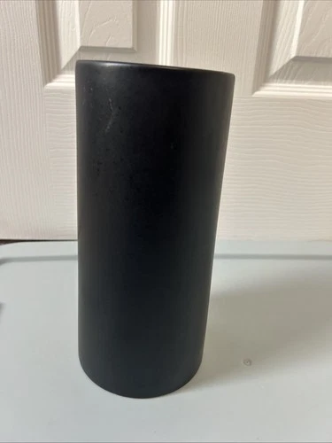 Vintage Royal Haeger Vase Black Cylinder 9” Tall Ceramic Flower Home Decor Matte