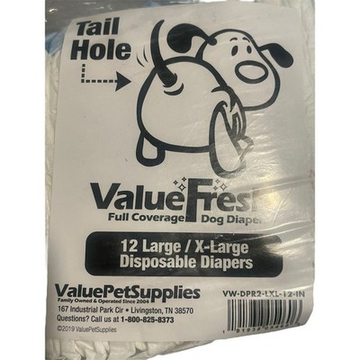 Dog Diapers L/XL Unisex Disposable 12 Count Value Fresh White 12 Count Full