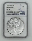 2018 $1 American Silver Eagle NGC MS70 Early Releases