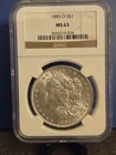1885-O United States Morgan Silver Dollar $1 NGC Graded MS63