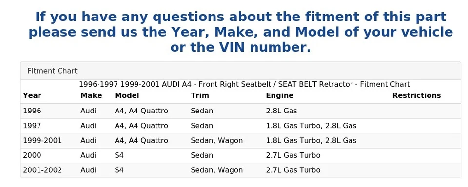 1996-1997 1999-2001 AUDI A4 - Cinturón de seguridad delantero derecho / retractor CINTURÓN DE SEGURIDAD Foto 4 de 4