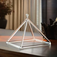 CVNC 8" Clear Quartz Crystal Singing Pyramid Sound Heal Bath Musical Instruments