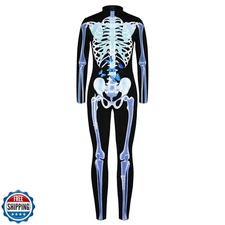 Remimi Boy Skeleton Bodysuit Girls Cute Fancy Stretchy Skull Bone Outfit Hall