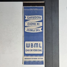 WBML Radio 1240 American Network Station Vintage Blue Matchbook