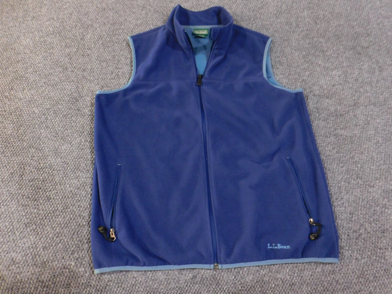 LL Bean Fleece Vest Mens Large Tall Blue Full Zip Outdoor Hiking Warm