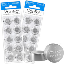 Voniko LR44 AG13 1.5V Alkaline Button Cell Batteries 20 Pack