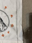 Horse  & Flowers Embroidered Runner Dresser Scarf 18” x 37” Vintage — photo 3